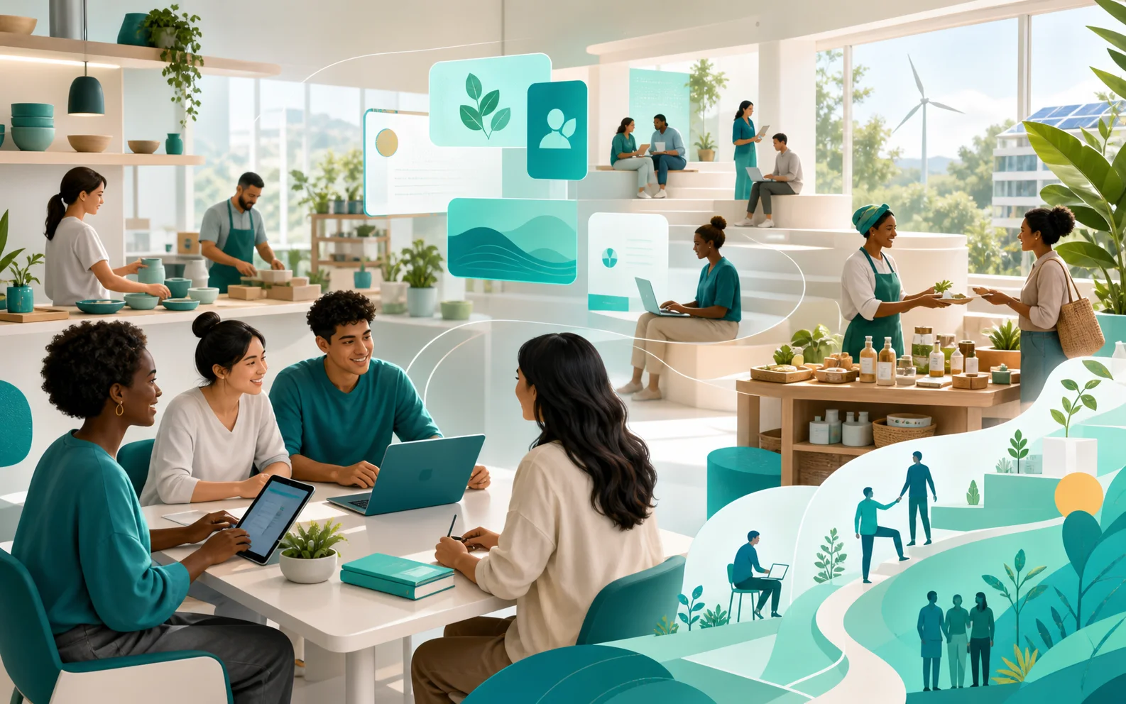 People, learners, entrepreneurs, and communities using sustainable digital tools